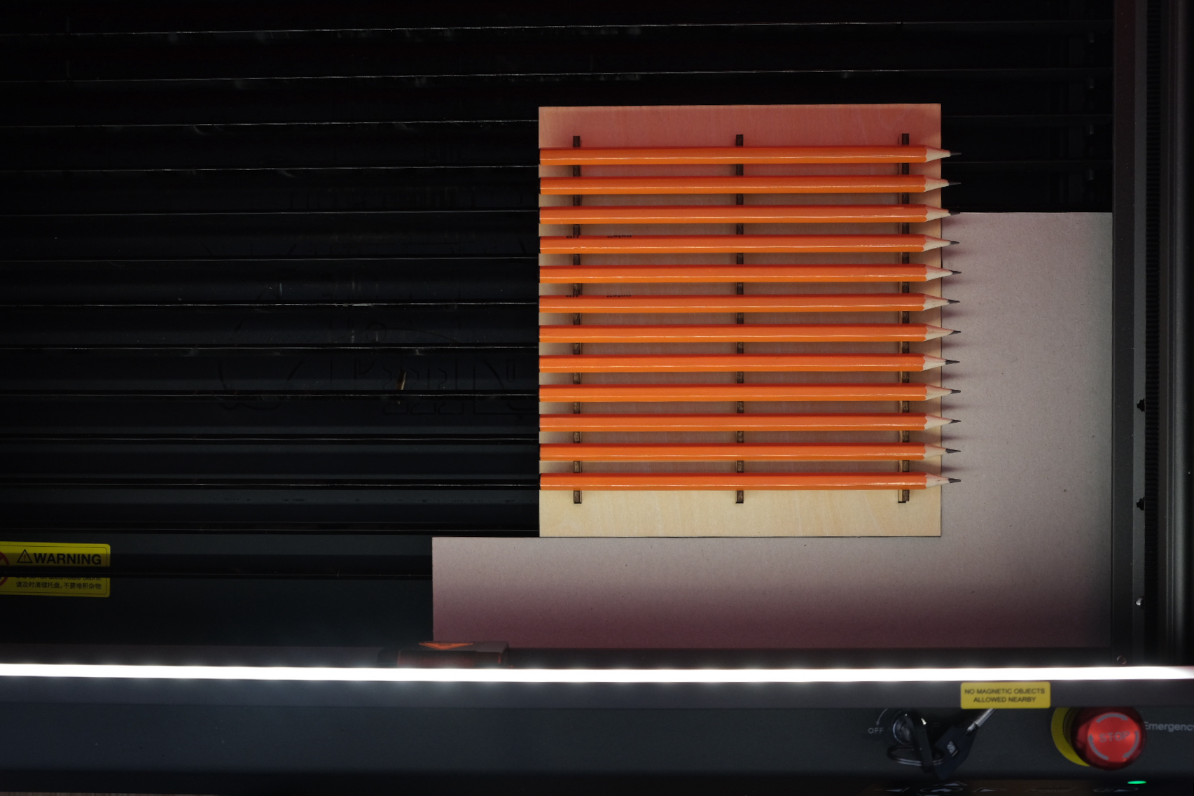 Fixture loaded up in laser