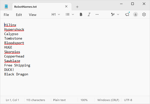 Screenshot of setting up the file in Notepad