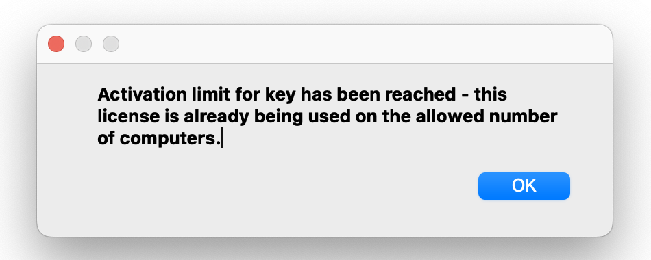 Activation Limit Error